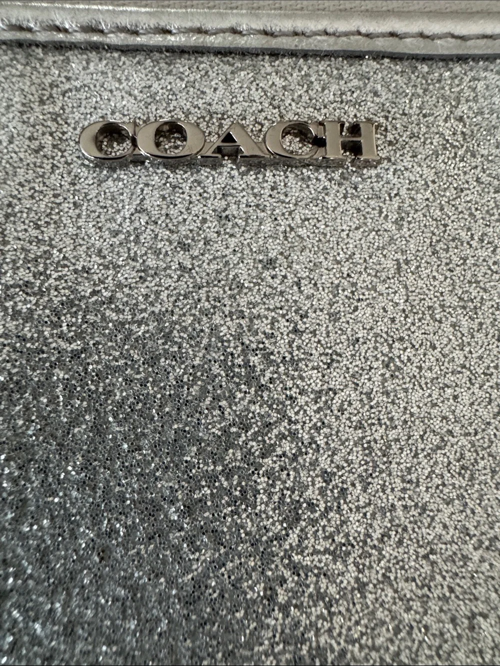 Coach Metallic Silver Tablet Sleeve with Zip Charm